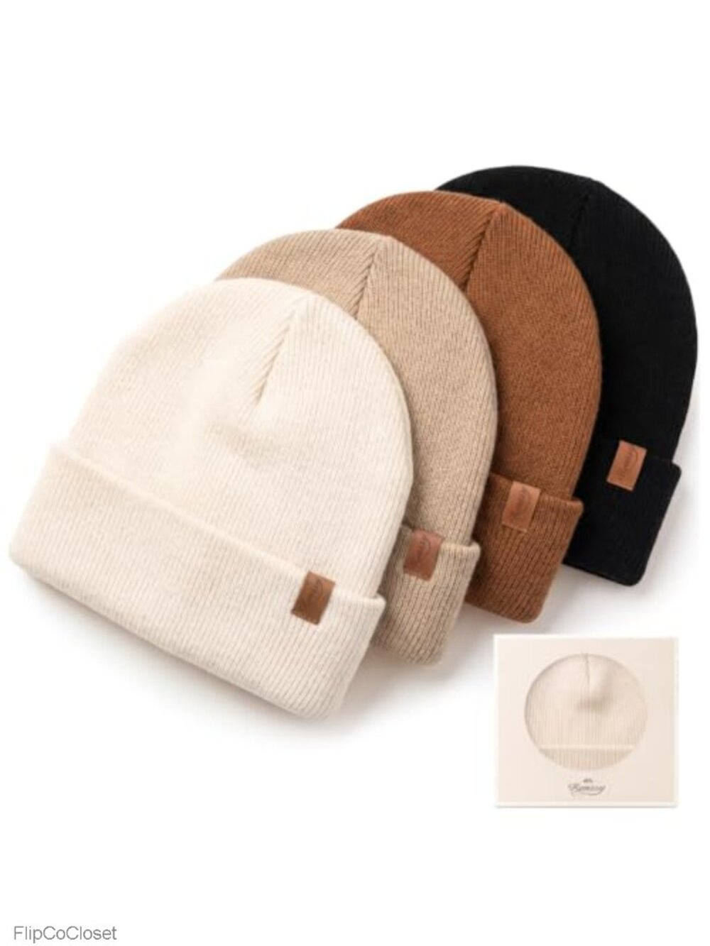 Baby Beanie Winter Hat 4 Pack Newborn Infant Knit Double Layer 0-6 Months